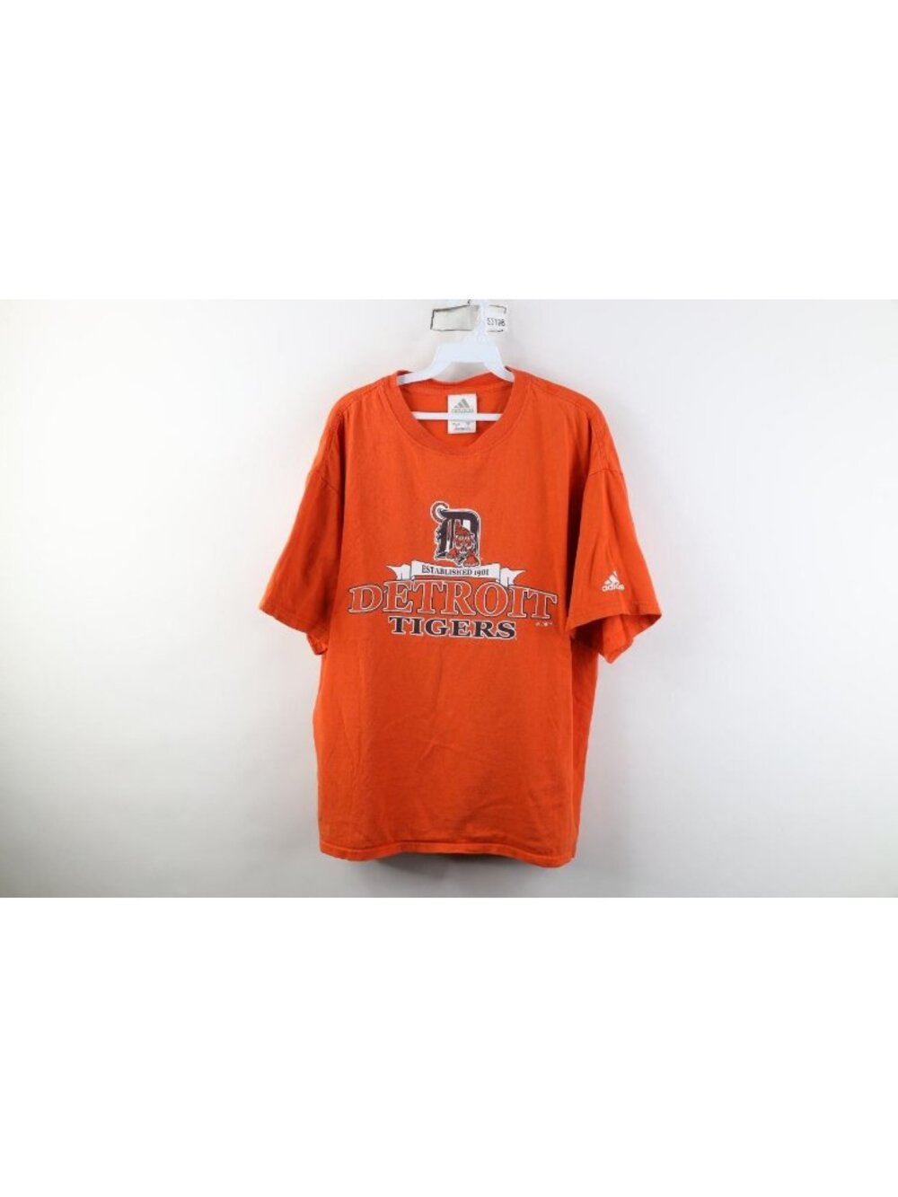 Vintage Y2K 2006 Adidas Mens Large Faded Detroit Tigers Baseball T-Shirt Orange